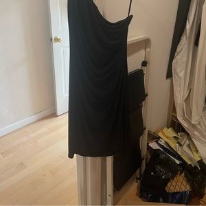 One shoulder black cocktail dress